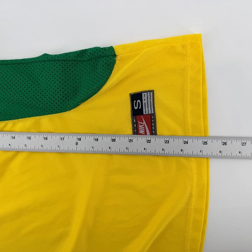 Vintage Nike Brazil CBF Soccer Jersey Mesh Panel Athletic Shirt S Yellow Green